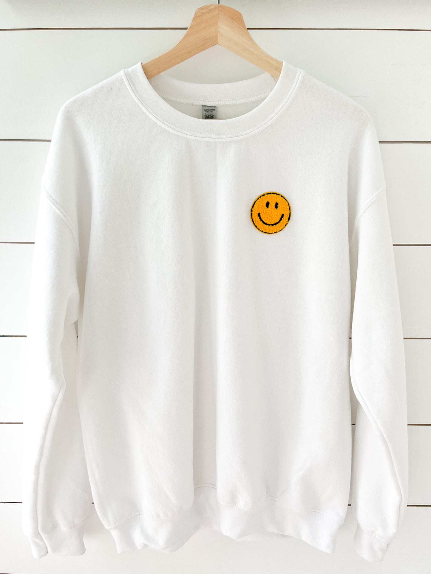 Chenille Smiley Face Patch Sweatshirt