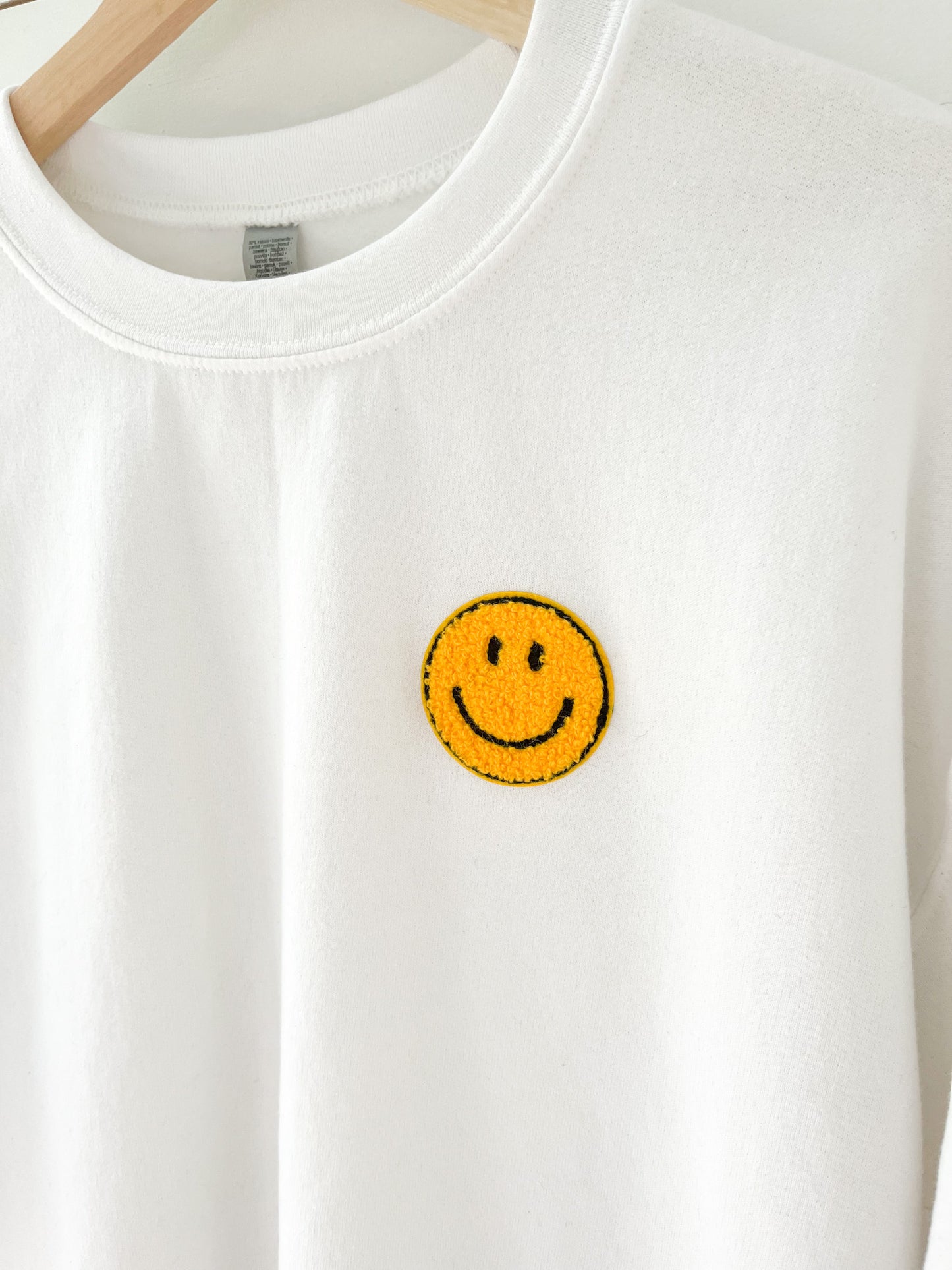 Chenille Smiley Face Patch Sweatshirt