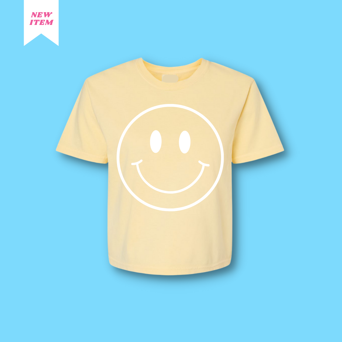 Yellow Smiley Face Crop Top Tee