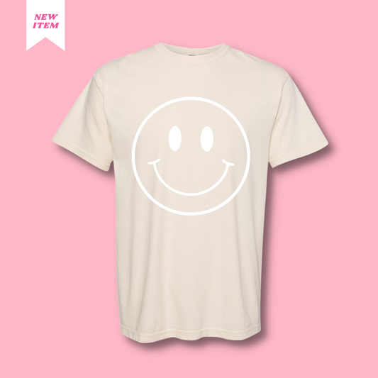 Cream Smiley Face T-Shirt