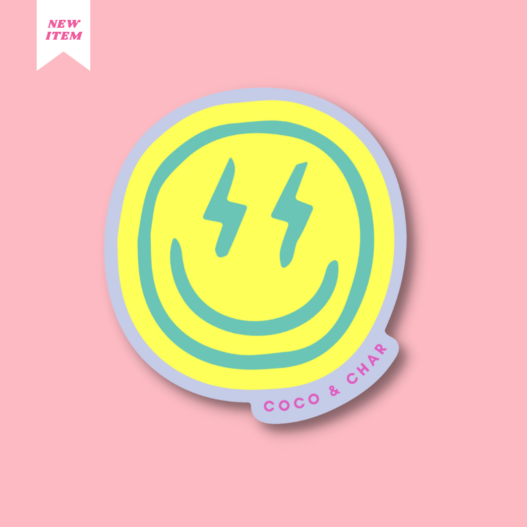 Lightning Bolt Smiley | Vinyl Sticker